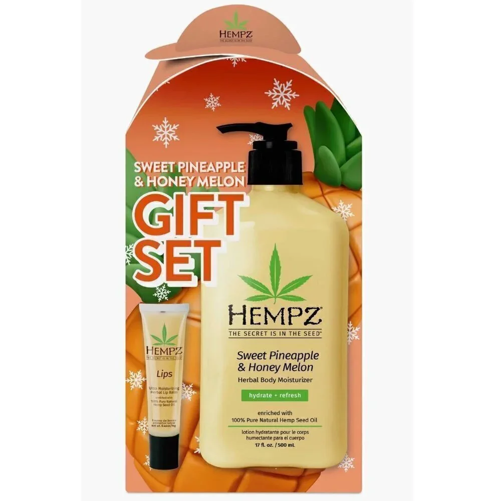 HEMPZ Sweet Pineapple Honey Melon Gift Set Limited Edition Body Lotion Lip Balm
